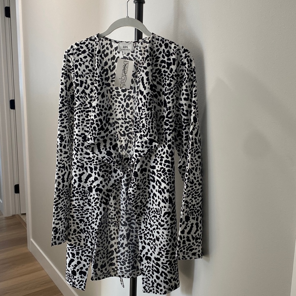 Boutique style animal print Long jacket small